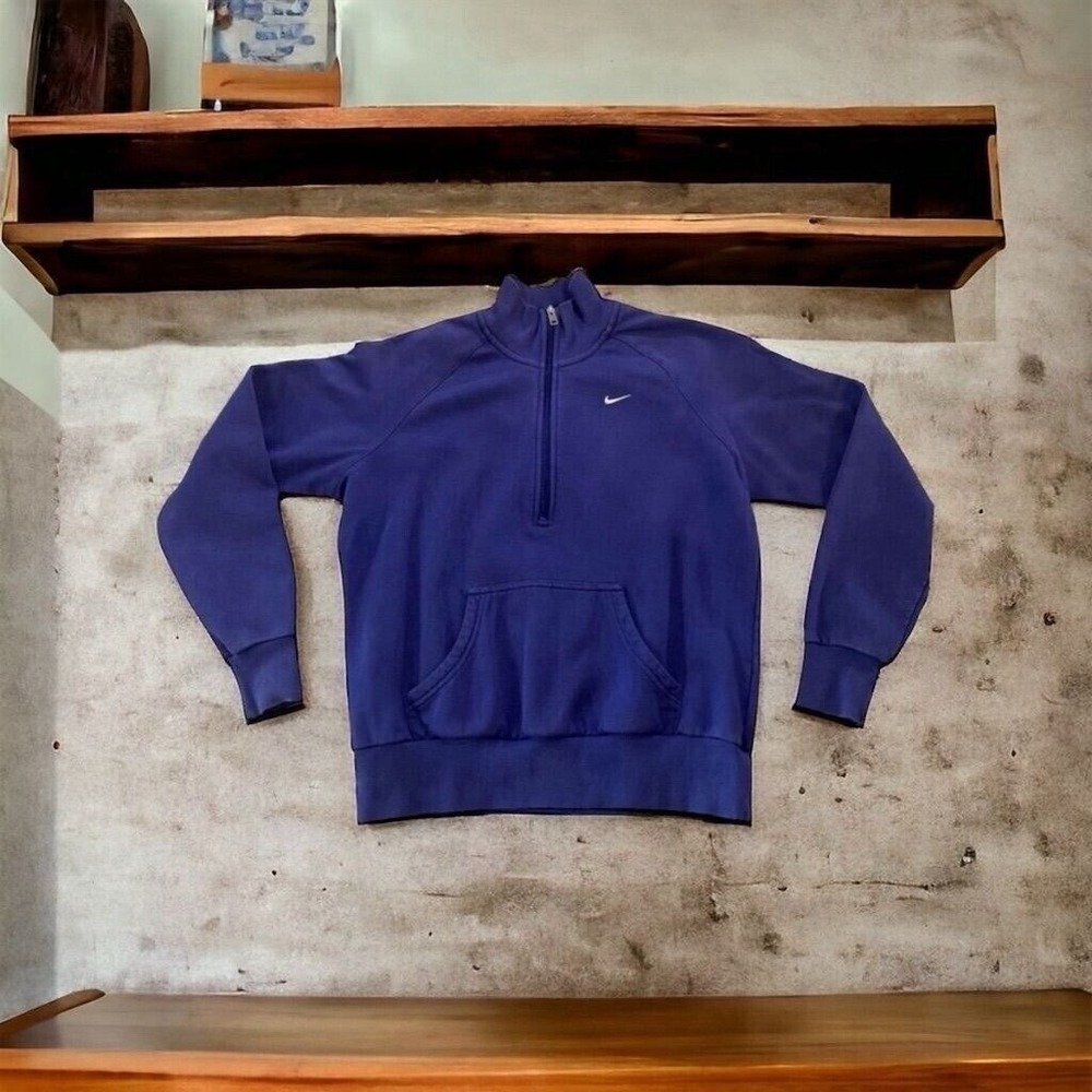 Vintage Nike Half-Zip Sweatshirt Unisex Blue XL Embroidered Swoosh Mock Neck